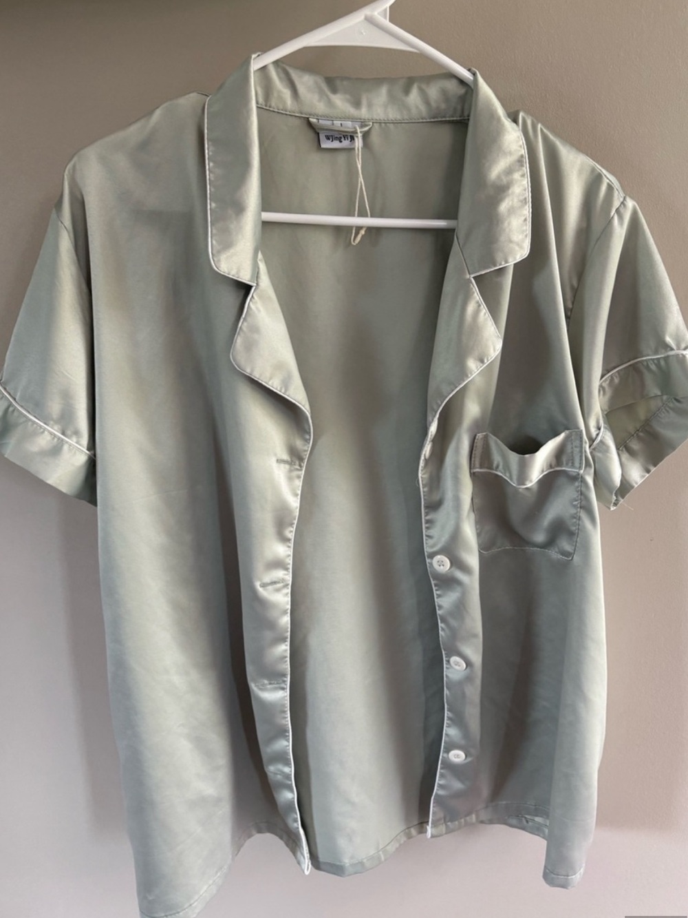 Silky Sage Pajama Lounge Set Short Sleeve Button-Up and Shorts